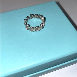 Silver script Coach Ring